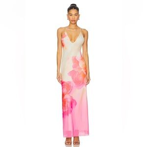 AFRM Cream Bodycon Dress with Plunge Neckline